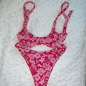 Neon Pink Floral Shein Bikini